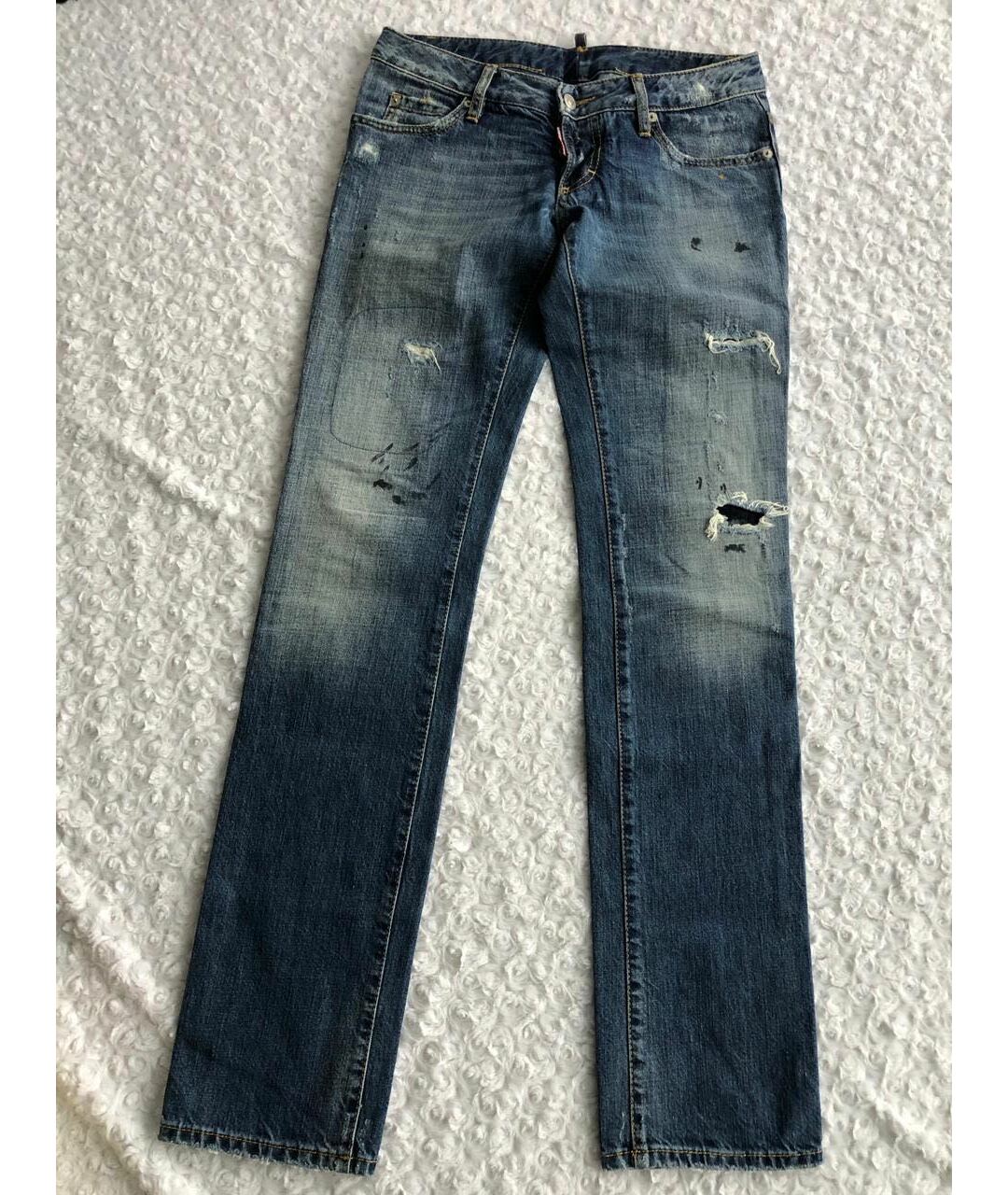 DSQUARED2 Синие хлопковые прямые джинсы, фото 9