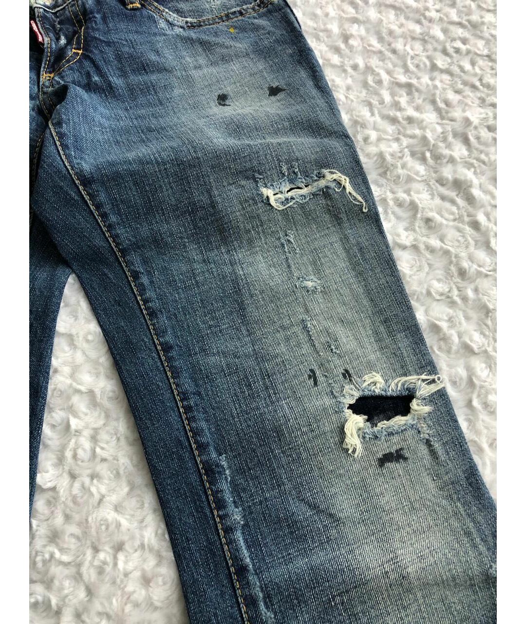 DSQUARED2 Синие хлопковые прямые джинсы, фото 4