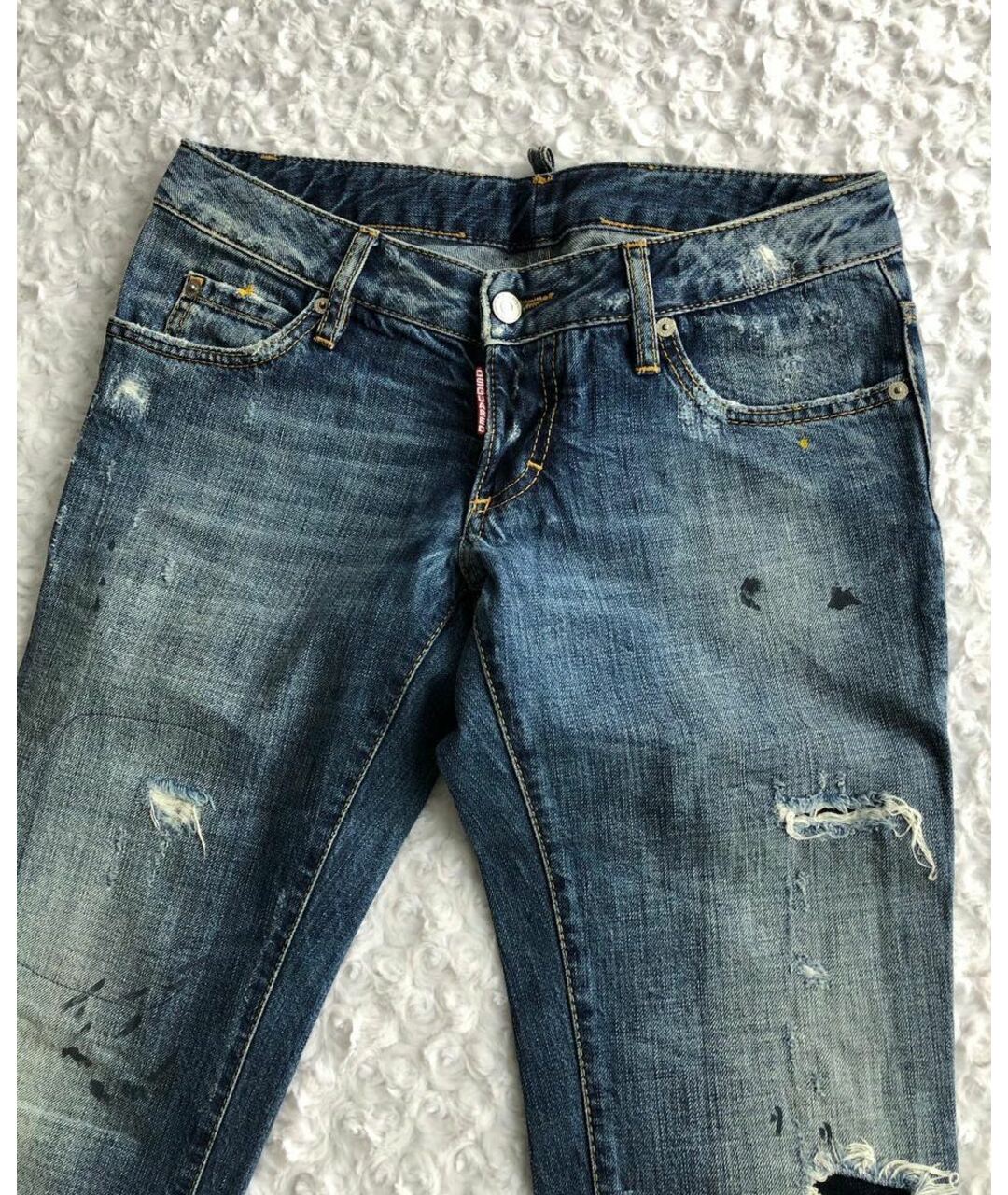 DSQUARED2 Синие хлопковые прямые джинсы, фото 8