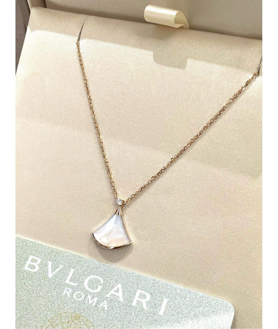 BVLGARI Белая подвеска из розового золота, фото 9