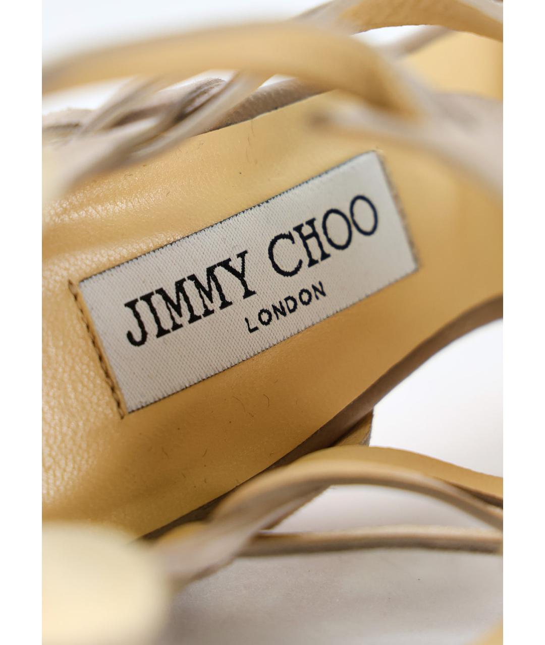 JIMMY CHOO Бежевые кожаные босоножки, фото 5