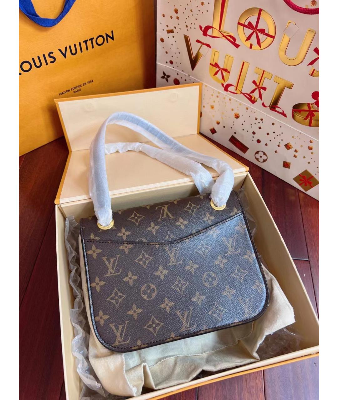 LOUIS VUITTON Коричневая кожаная сумка через плечо, фото 2