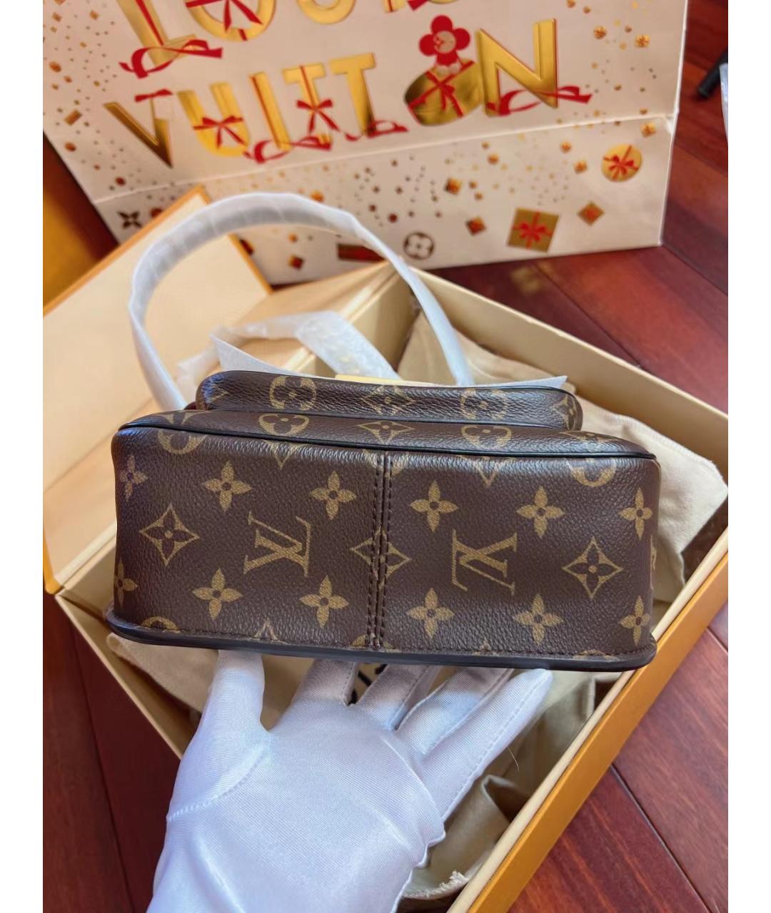 LOUIS VUITTON Коричневая кожаная сумка через плечо, фото 3