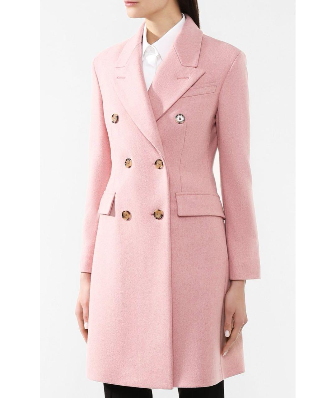 BURBERRY Розовое шерстяное пальто, фото 2