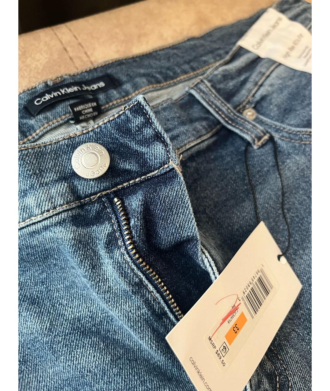 CALVIN KLEIN JEANS Синие хлопко-эластановые прямые джинсы, фото 3