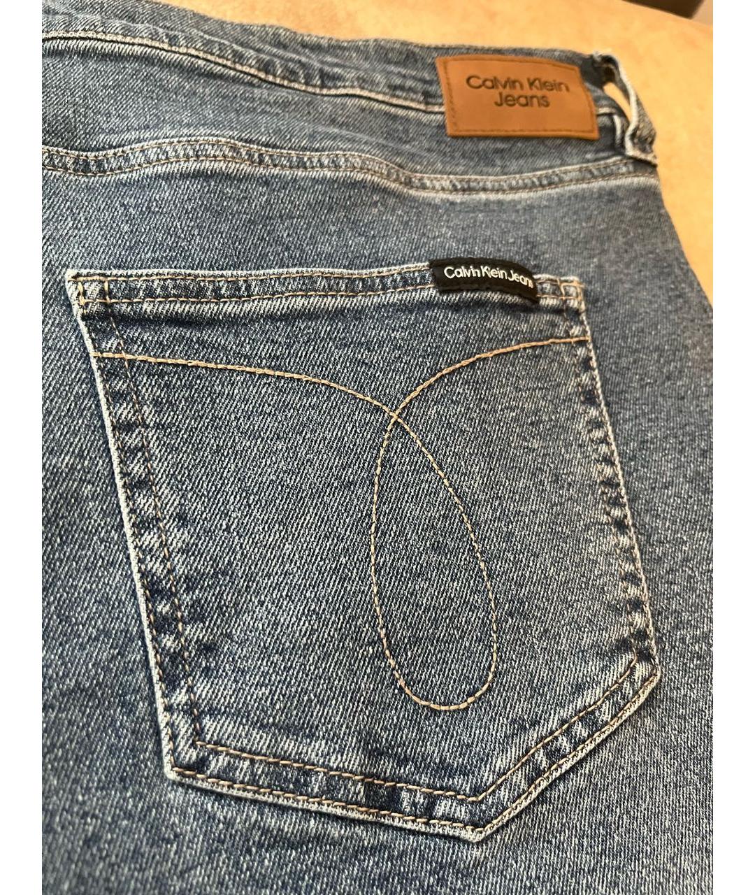 CALVIN KLEIN JEANS Синие хлопко-эластановые прямые джинсы, фото 5