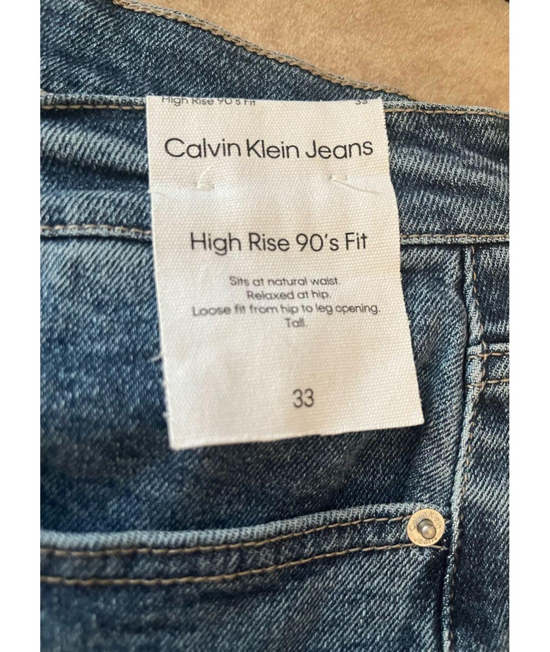 CALVIN KLEIN JEANS Синие хлопко-эластановые прямые джинсы, фото 4