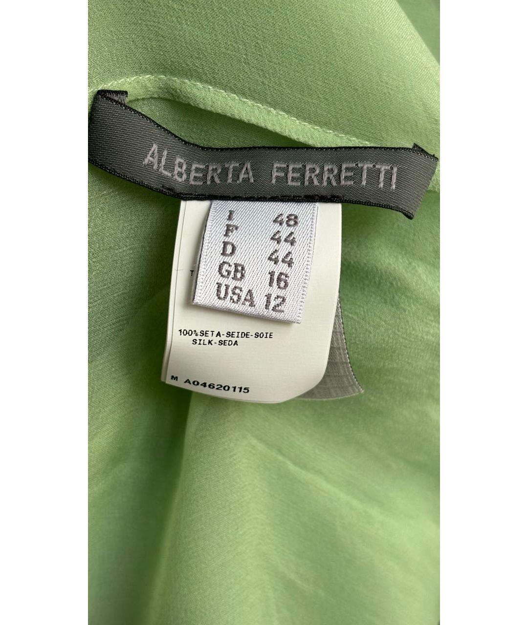 ALBERTA FERRETTI Салатовыое шелковое платье, фото 8