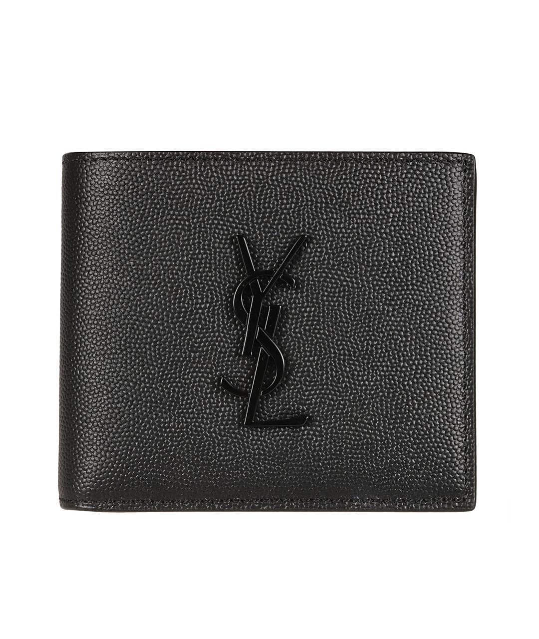SAINT LAURENT Черный кожаный кошелек, фото 1