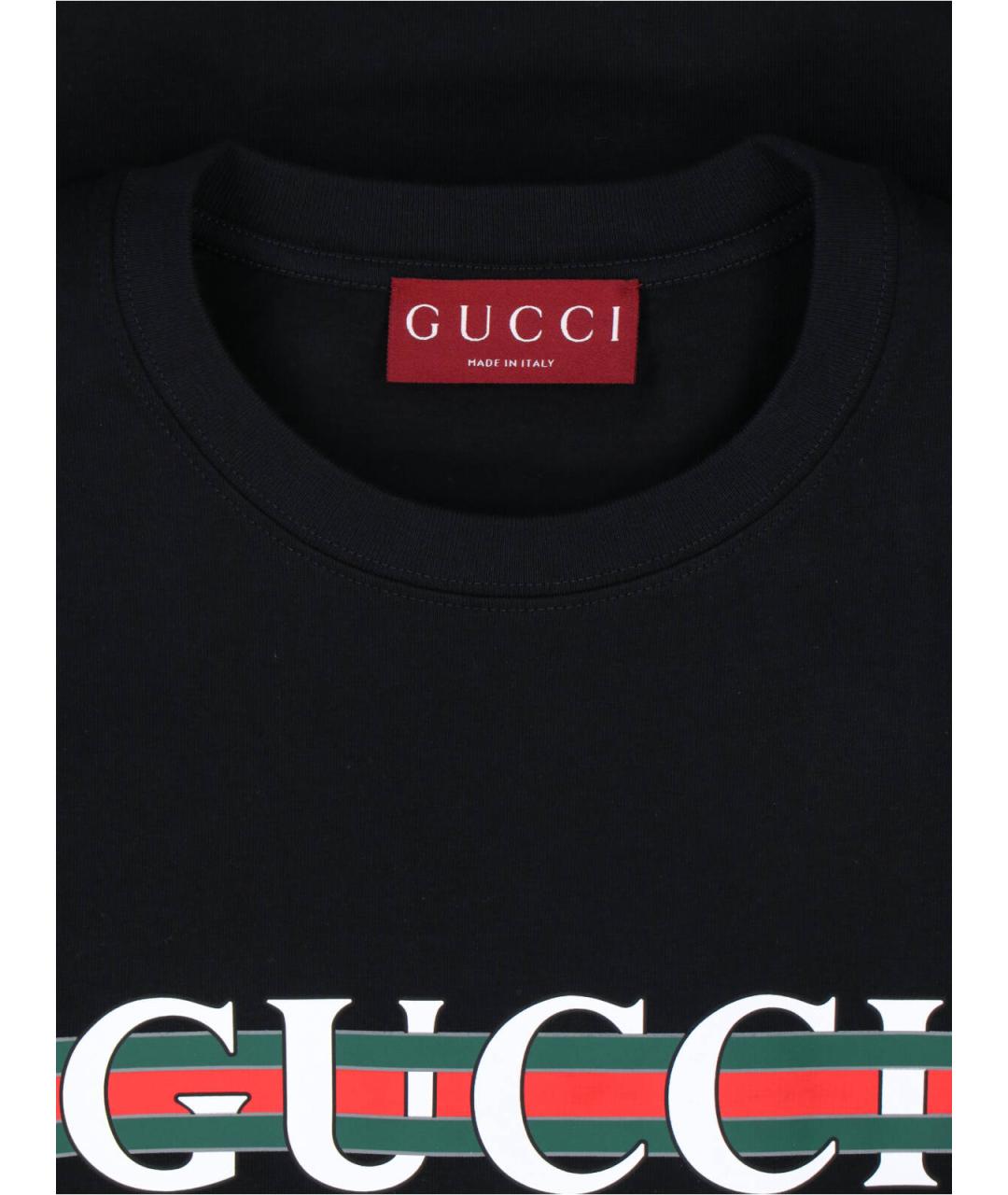 GUCCI Черная хлопковая футболка, фото 3