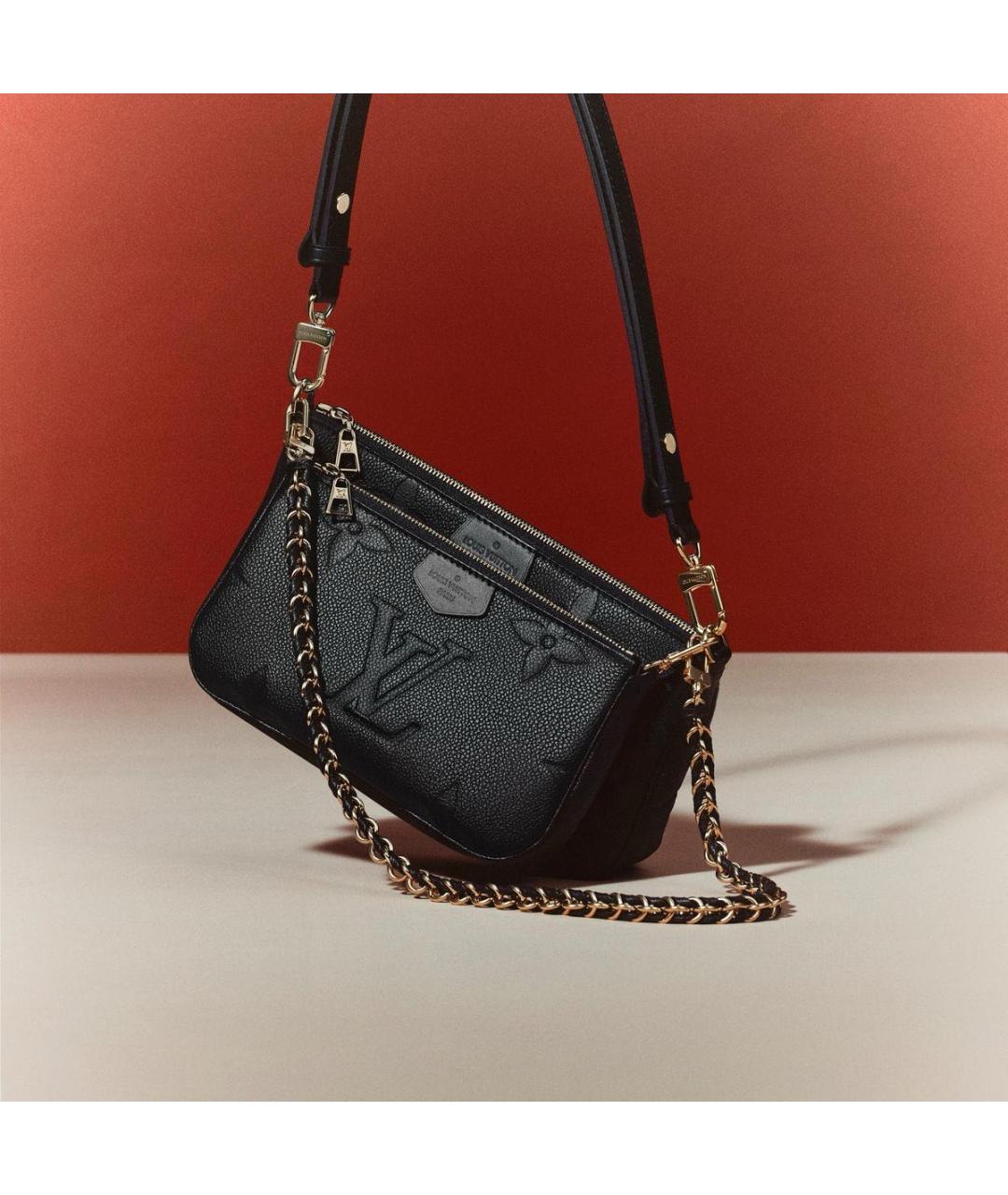 LOUIS VUITTON Черная кожаная сумка через плечо, фото 7