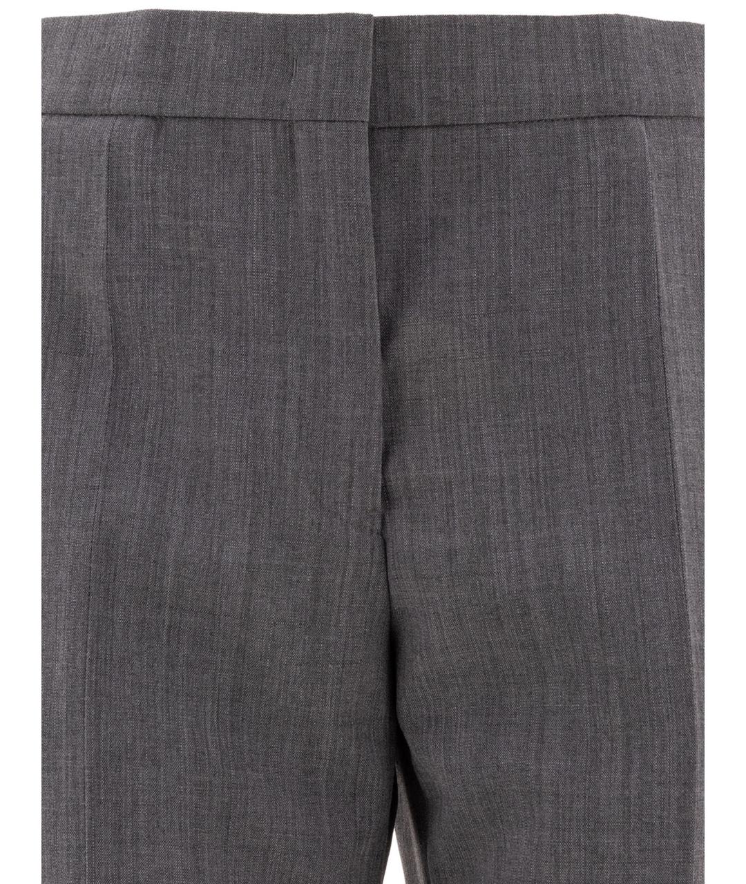 JIL SANDER Серые шерстяные прямые брюки, фото 3