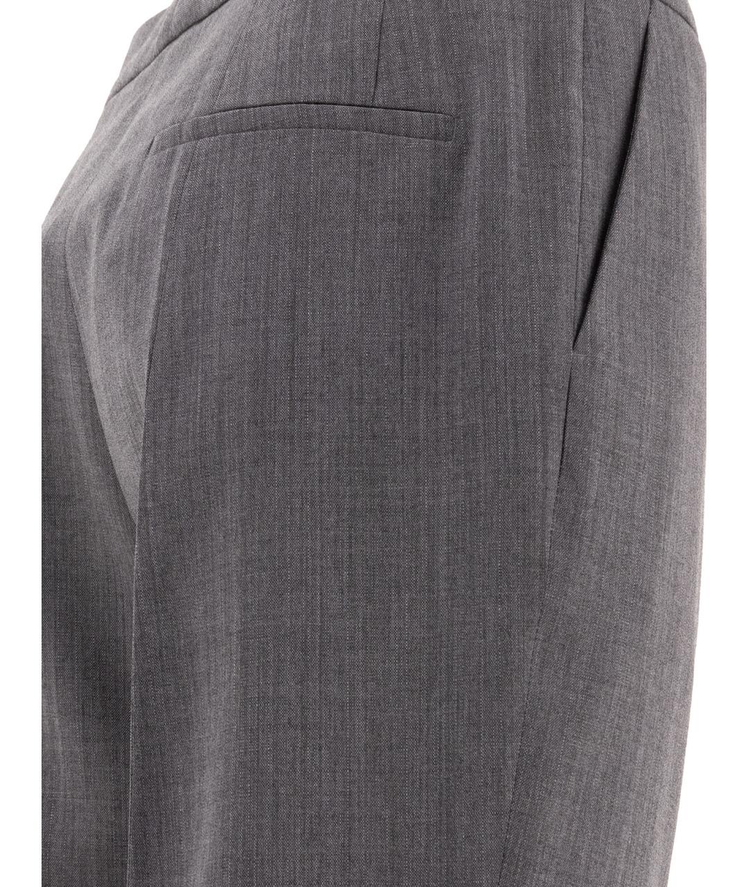 JIL SANDER Серые шерстяные прямые брюки, фото 4