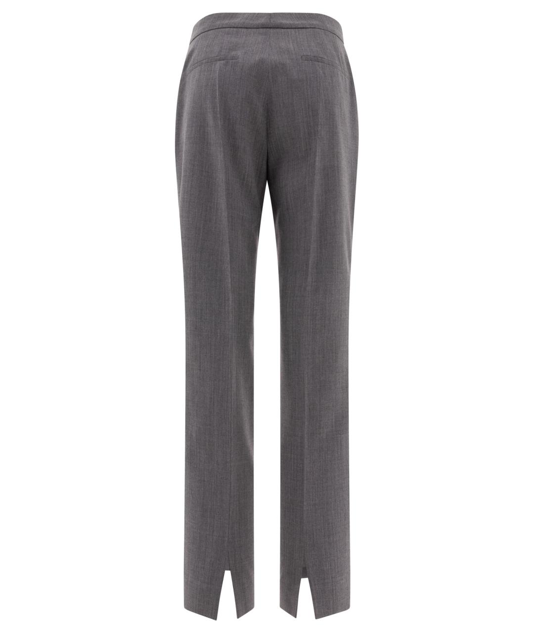JIL SANDER Серые шерстяные прямые брюки, фото 2