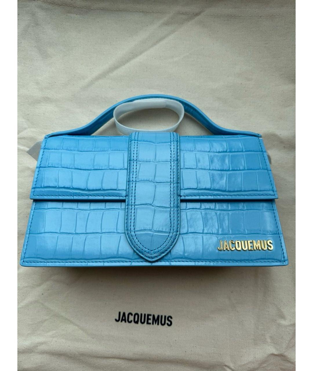 JACQUEMUS Голубая кожаная сумка с короткими ручками, фото 4