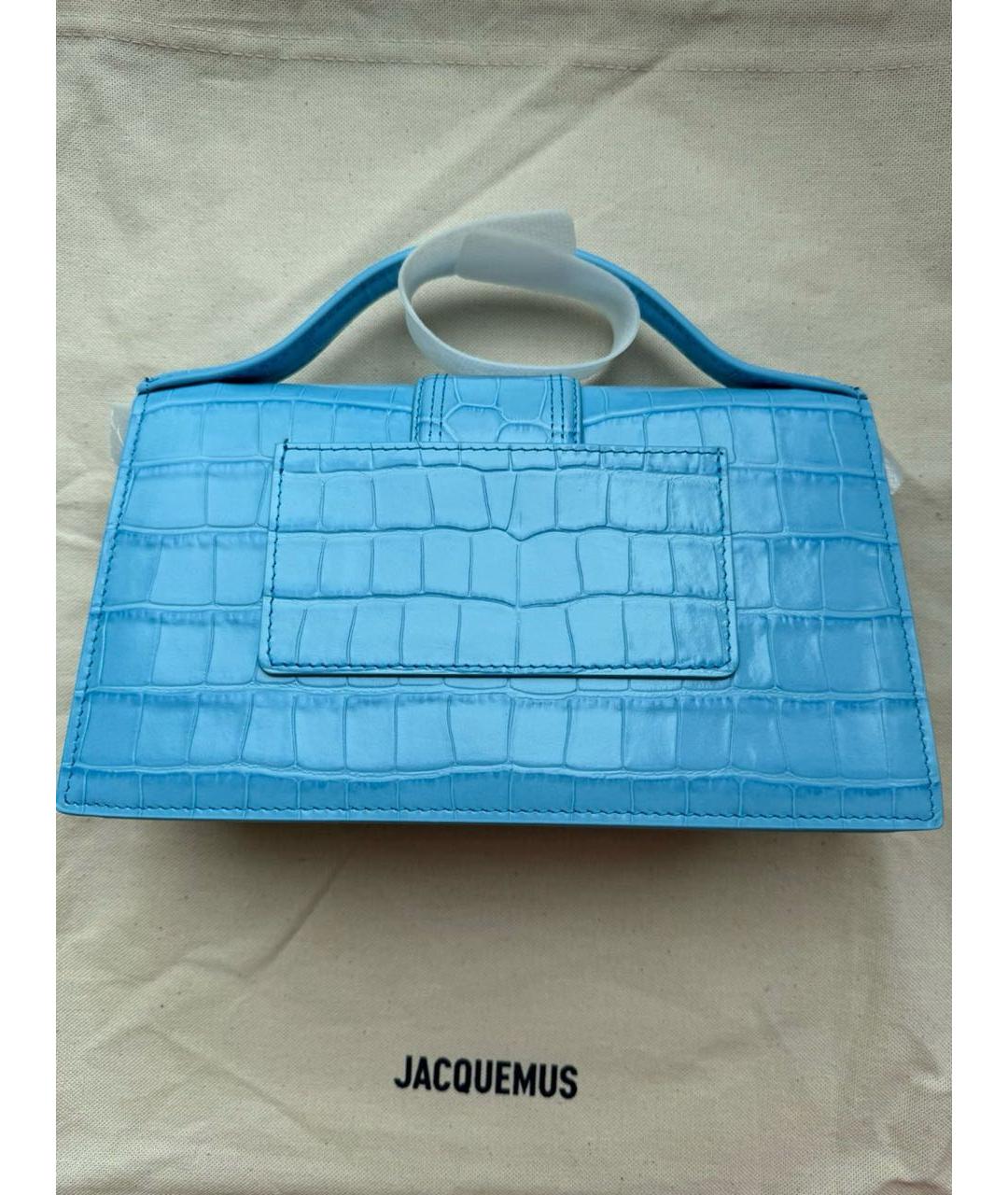 JACQUEMUS Голубая кожаная сумка с короткими ручками, фото 2