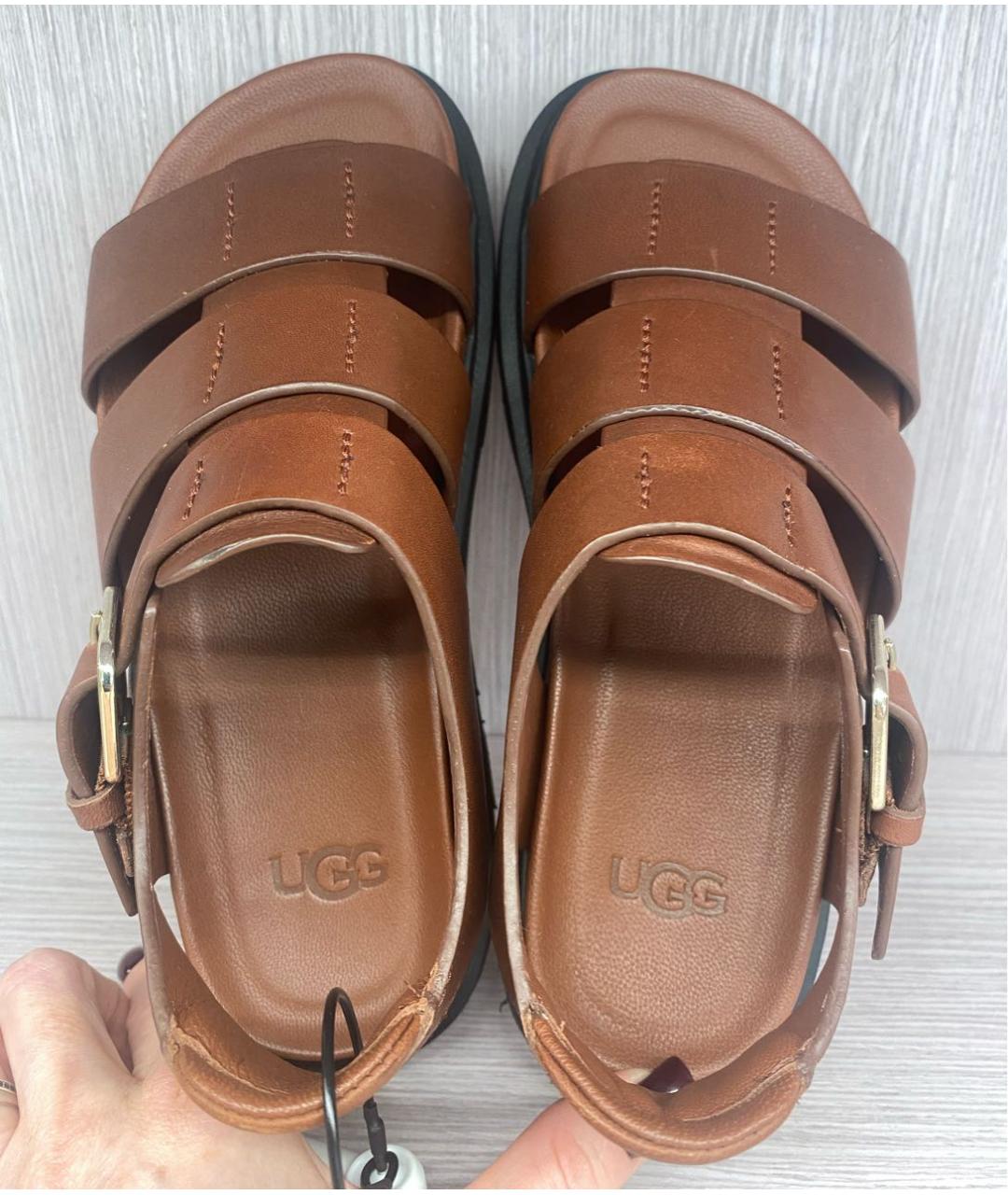 UGG AUSTRALIA Коричневые кожаные сандалии, фото 3