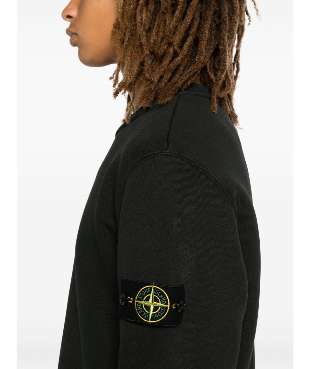 STONE ISLAND Черный хлопковый джемпер / свитер, фото 5