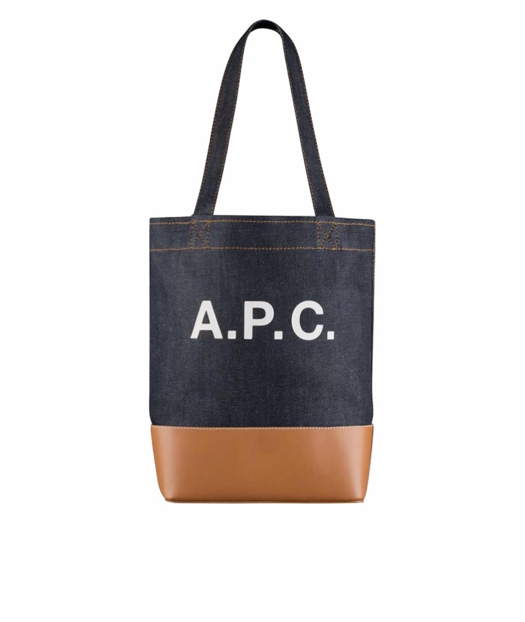 A.P.C. Темно-синяя хлопковая сумка тоут, фото 1