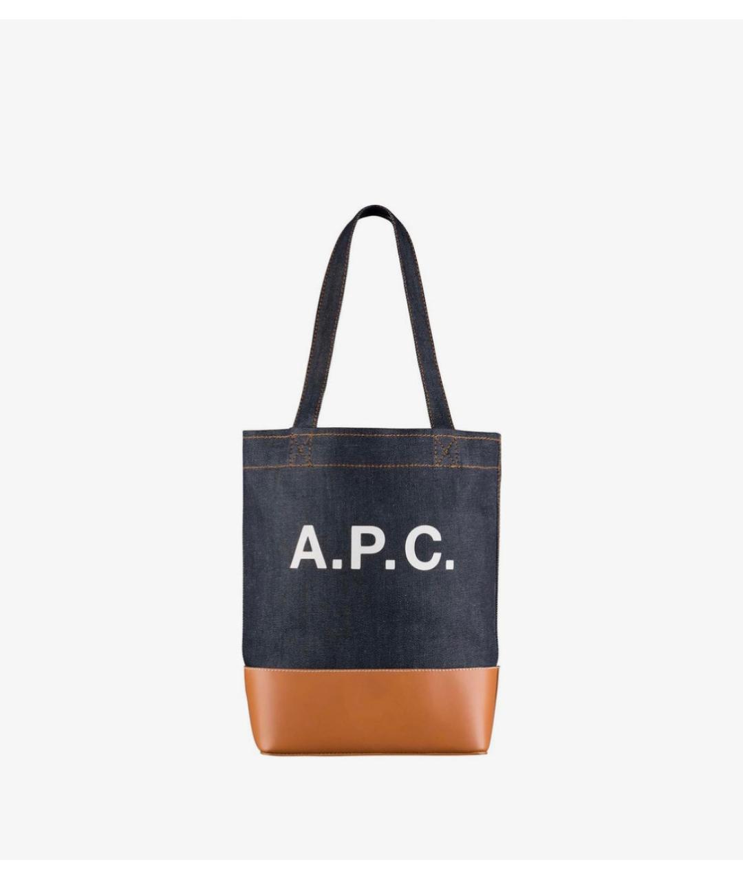 A.P.C. Темно-синяя хлопковая сумка тоут, фото 9