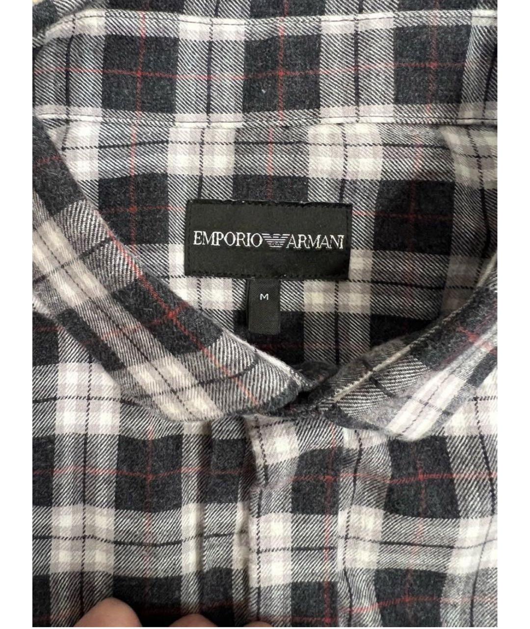 EMPORIO ARMANI Антрацитовая хлопковая кэжуал рубашка, фото 3