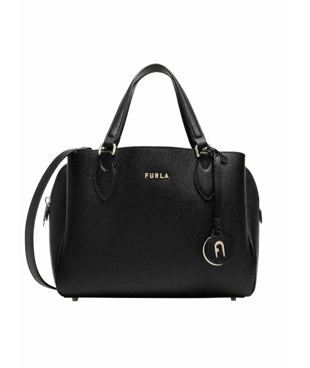 FURLA Черная кожаная сумка тоут, фото 6