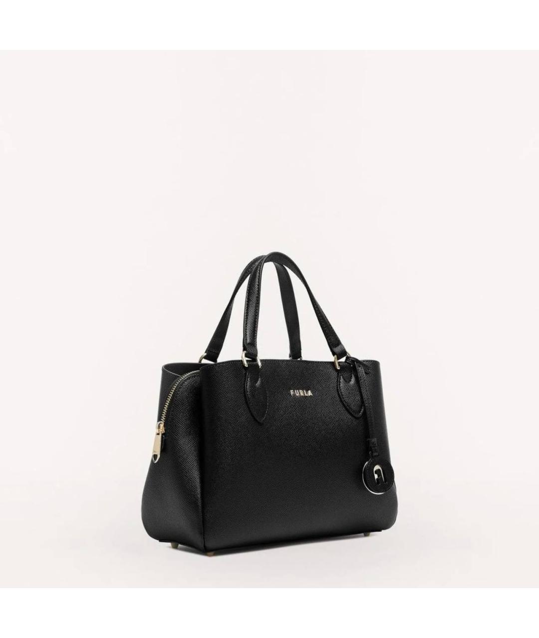 FURLA Черная кожаная сумка тоут, фото 4