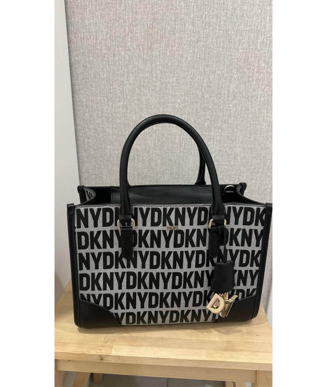 DKNY Черная кожаная сумка тоут, фото 7