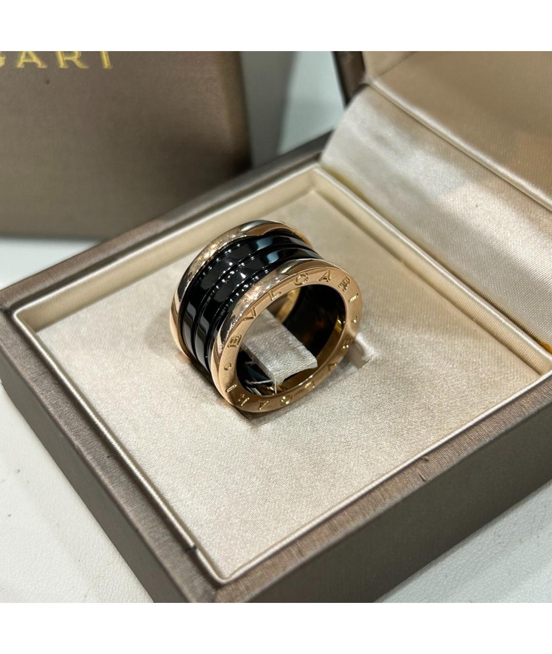 BVLGARI Черное кольцо из розового золота, фото 2