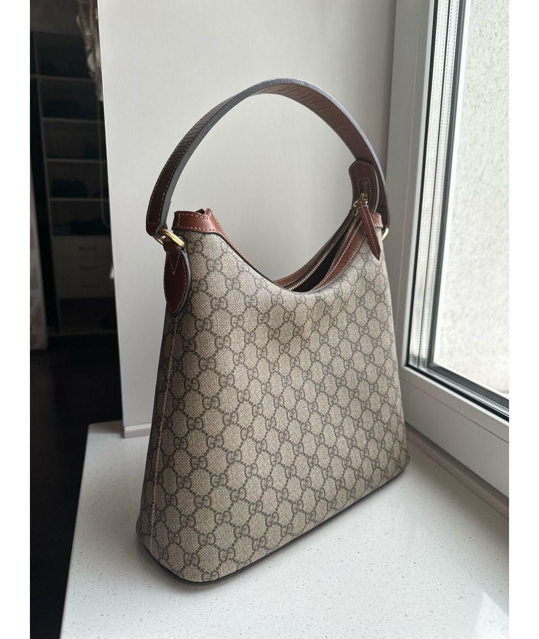 GUCCI Коричневая кожаная сумка тоут, фото 2