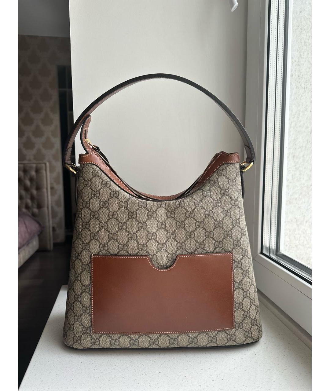 GUCCI Коричневая кожаная сумка тоут, фото 3