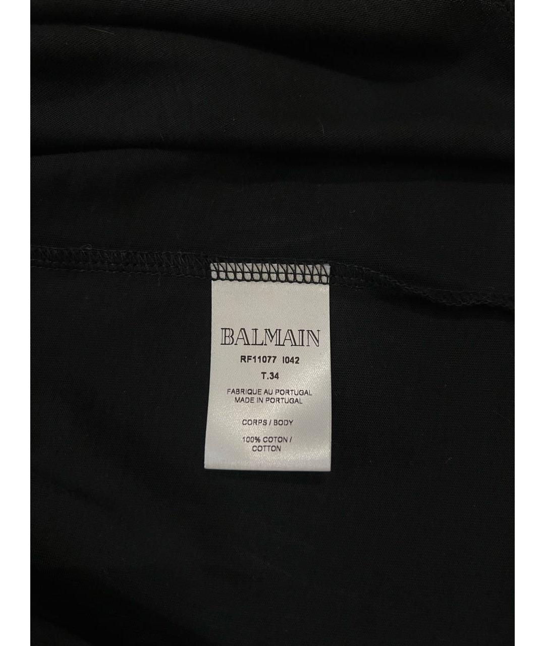 BALMAIN Черная хлопковая футболка, фото 5