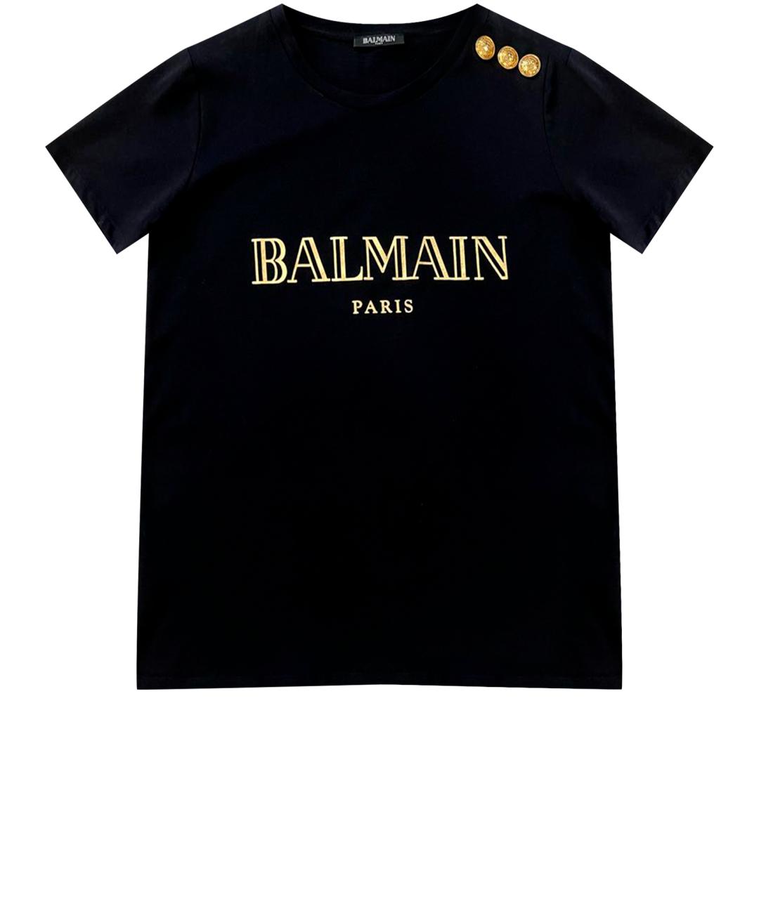 BALMAIN Черная хлопковая футболка, фото 1