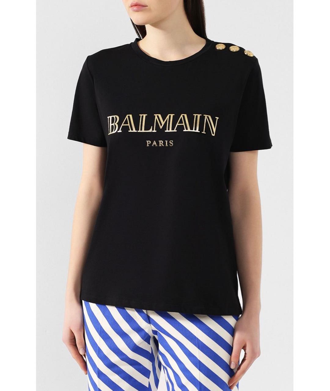 BALMAIN Черная хлопковая футболка, фото 6