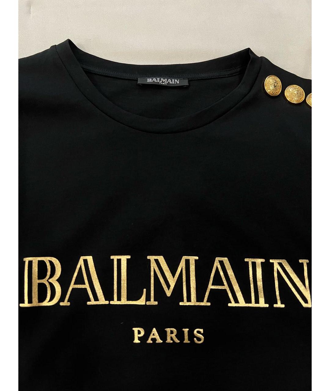 BALMAIN Черная хлопковая футболка, фото 3