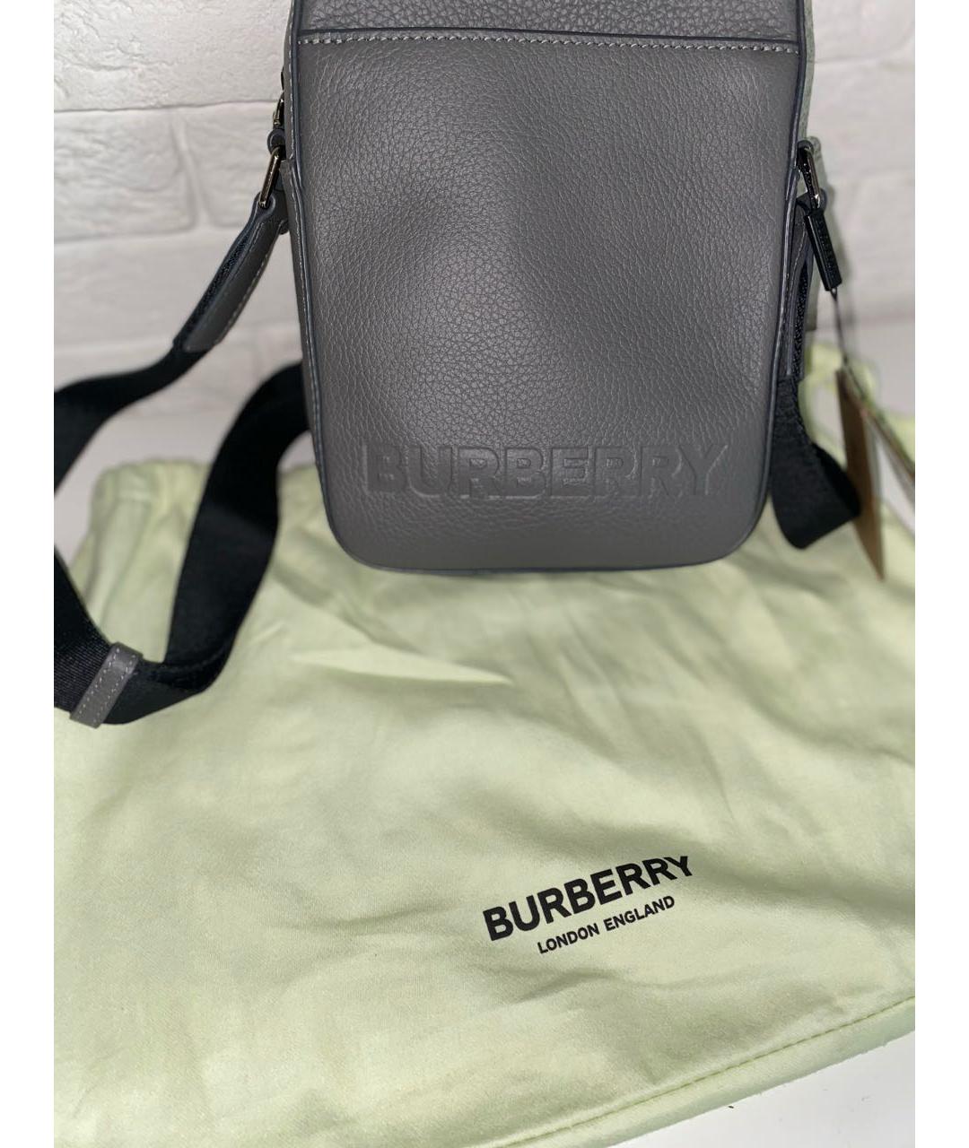 BURBERRY Серая кожаная сумка на плечо, фото 5