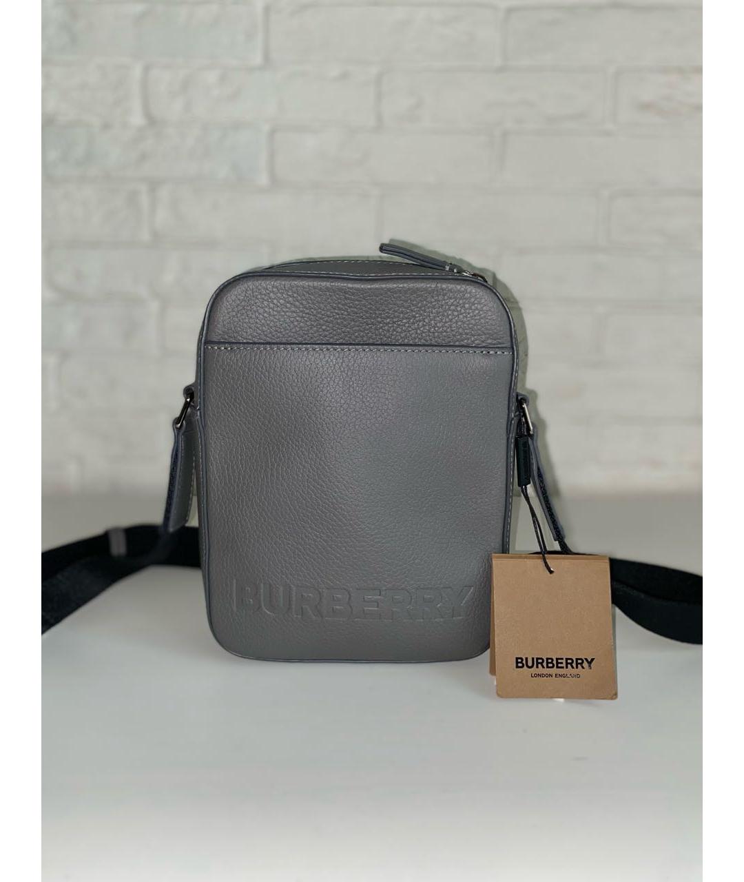 BURBERRY Серая кожаная сумка на плечо, фото 2