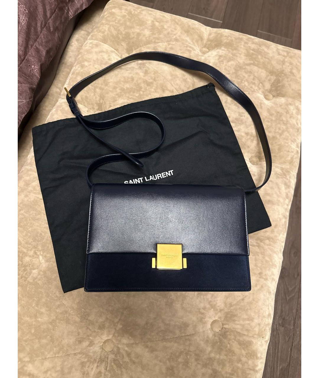SAINT LAURENT Синяя кожаная сумка через плечо, фото 5