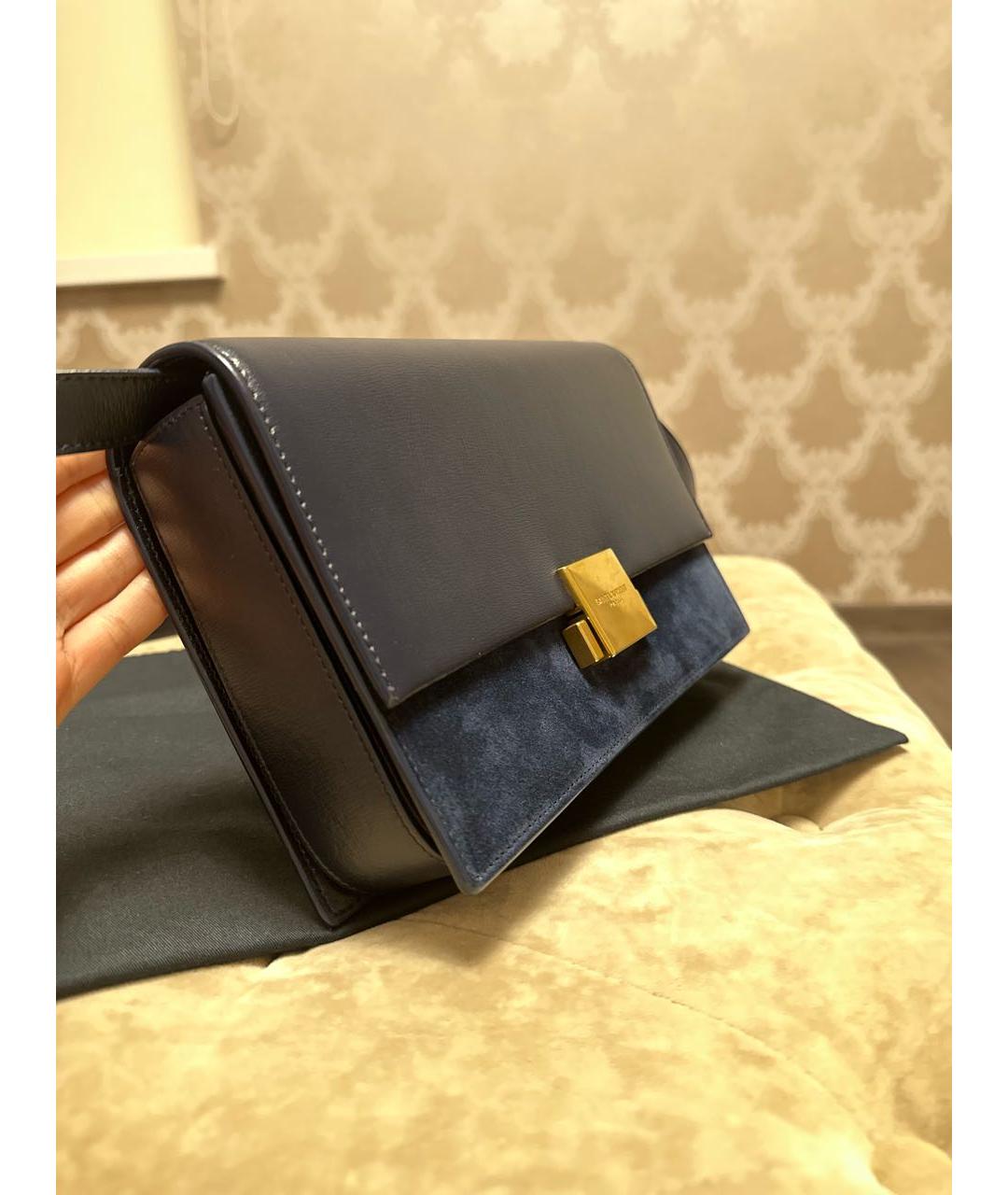 SAINT LAURENT Синяя кожаная сумка через плечо, фото 2