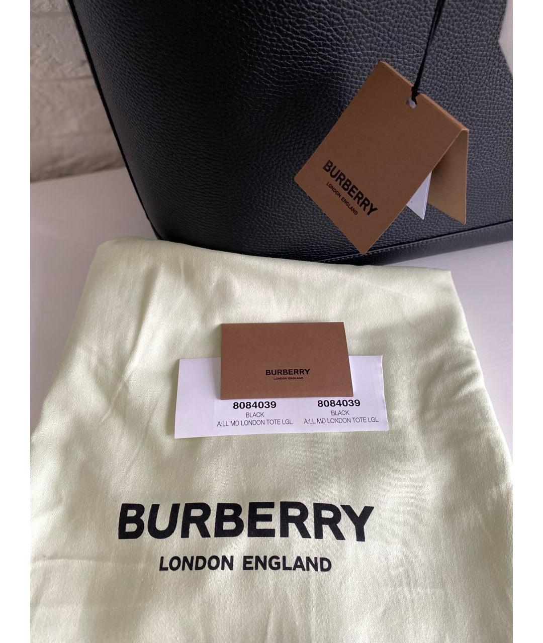 BURBERRY Черная кожаная сумка тоут, фото 5