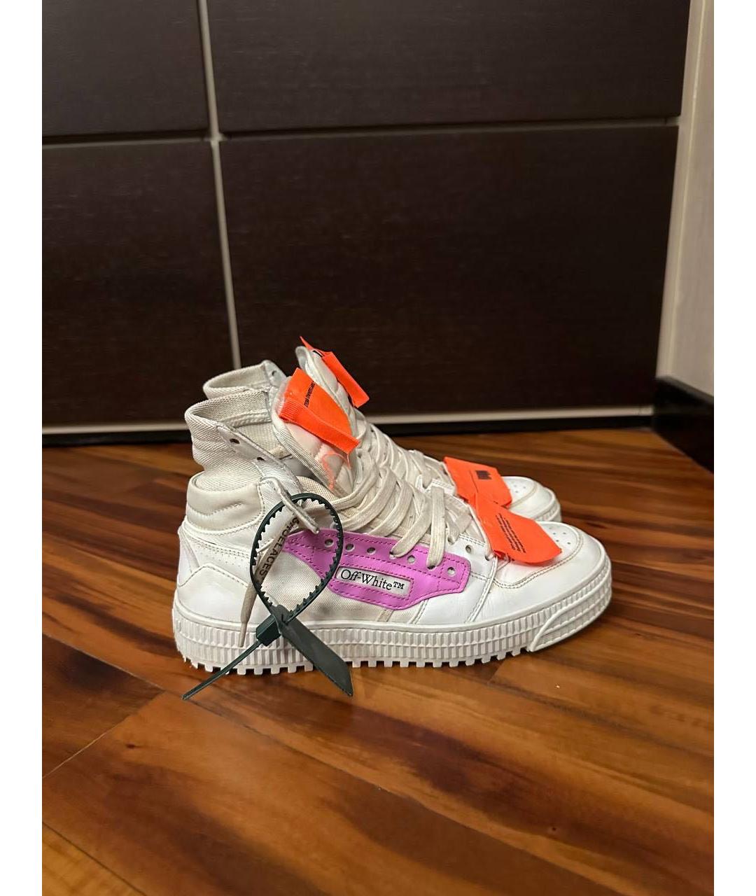 OFF-WHITE Белые кожаные высокие кроссовки / кеды, фото 4