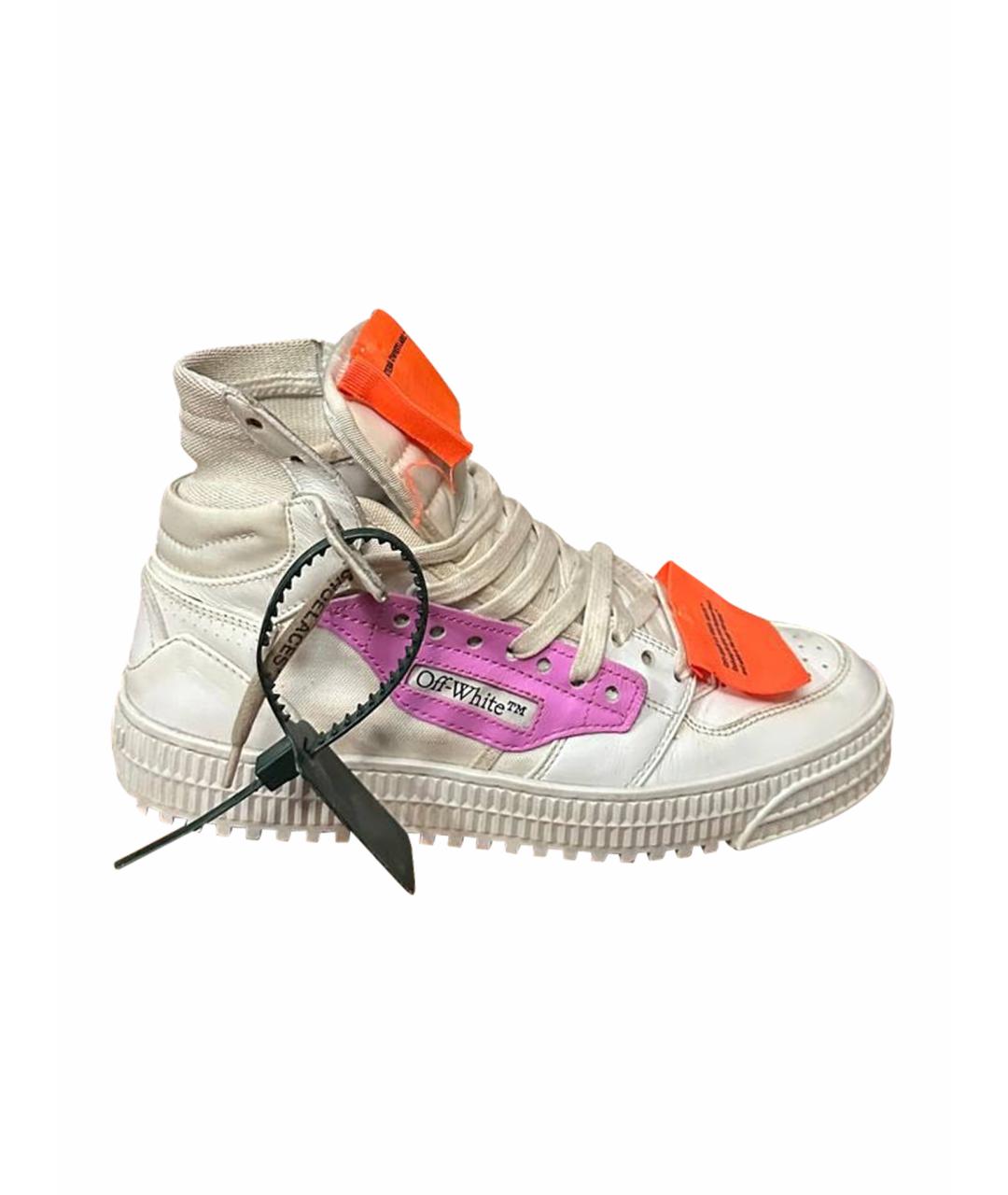 OFF-WHITE Белые кожаные высокие кроссовки / кеды, фото 1