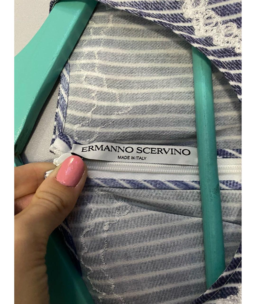 ERMANNO SCERVINO Голубое хлопковое повседневное платье, фото 3