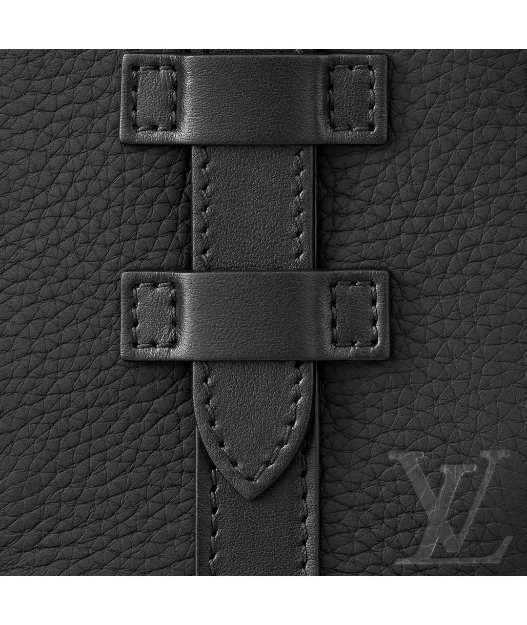 LOUIS VUITTON Черная кожаная сумка на плечо, фото 5