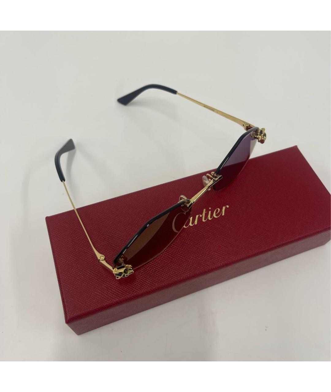 CARTIER Бордовые металлические солнцезащитные очки, фото 4