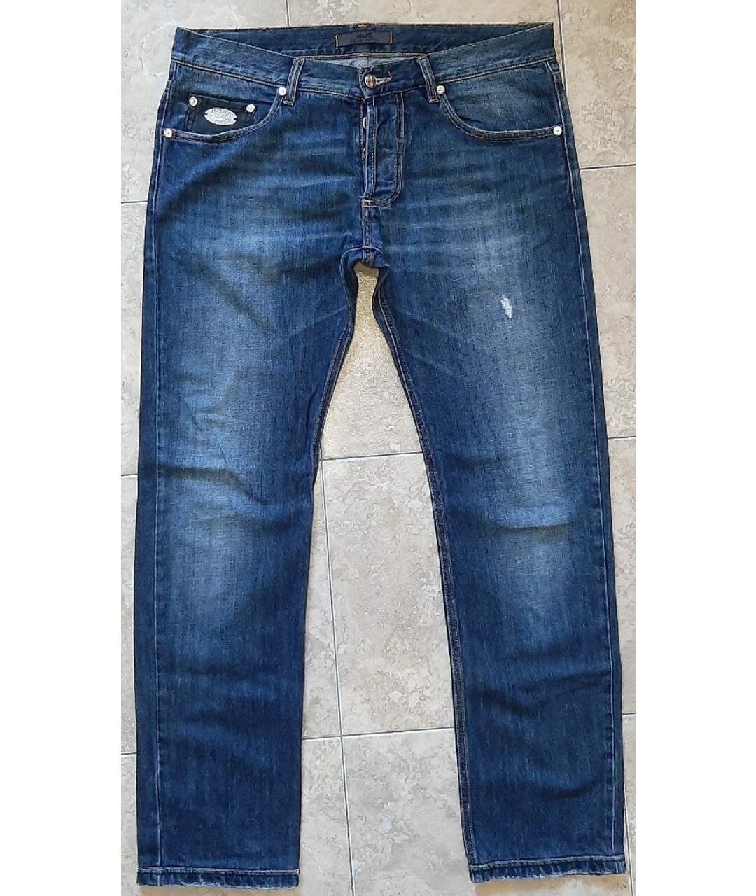 CESARE PACIOTTI Синие хлопковые прямые джинсы, фото 8