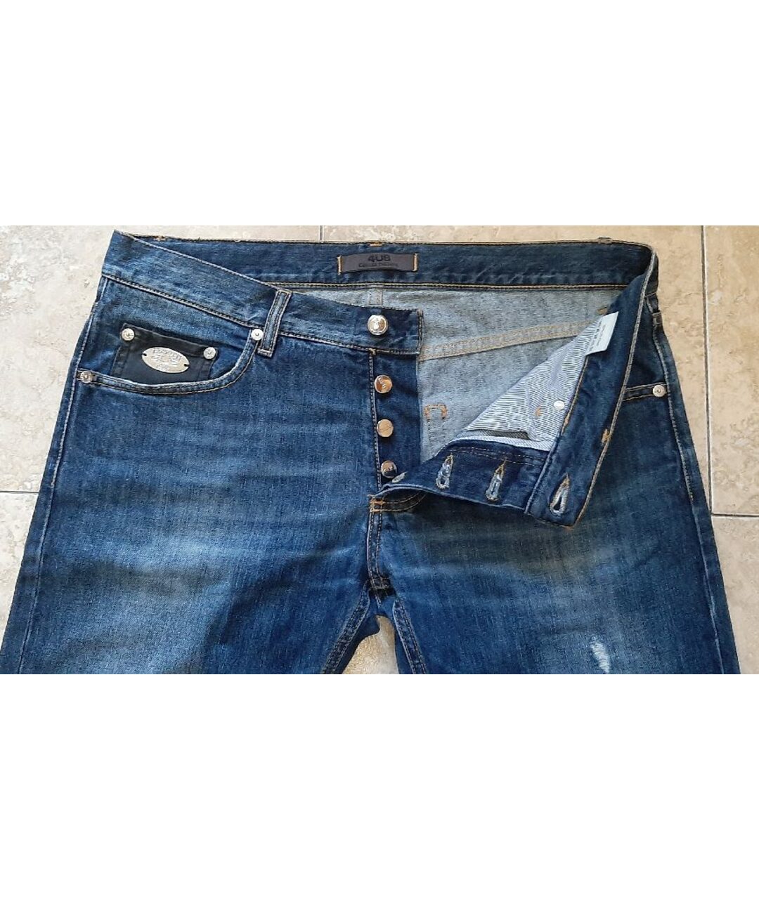CESARE PACIOTTI Синие хлопковые прямые джинсы, фото 3