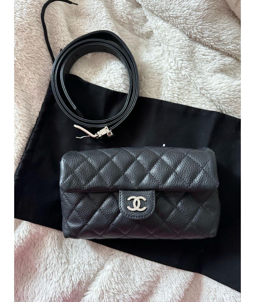 CHANEL Черная кожаная поясная сумка, фото 9