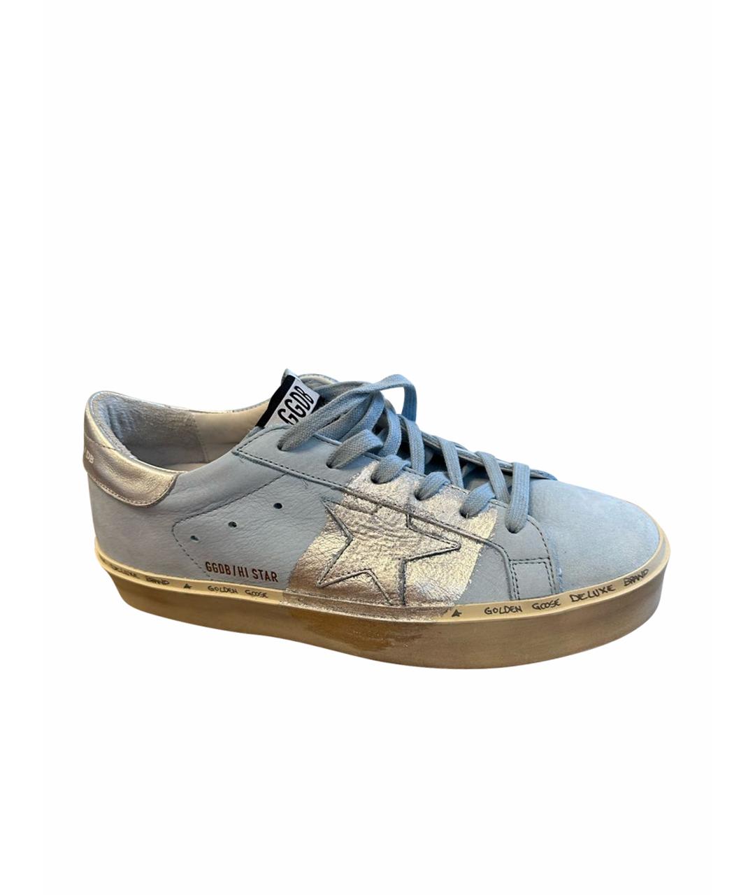 GOLDEN GOOSE DELUXE BRAND Голубые бархатные кеды, фото 1