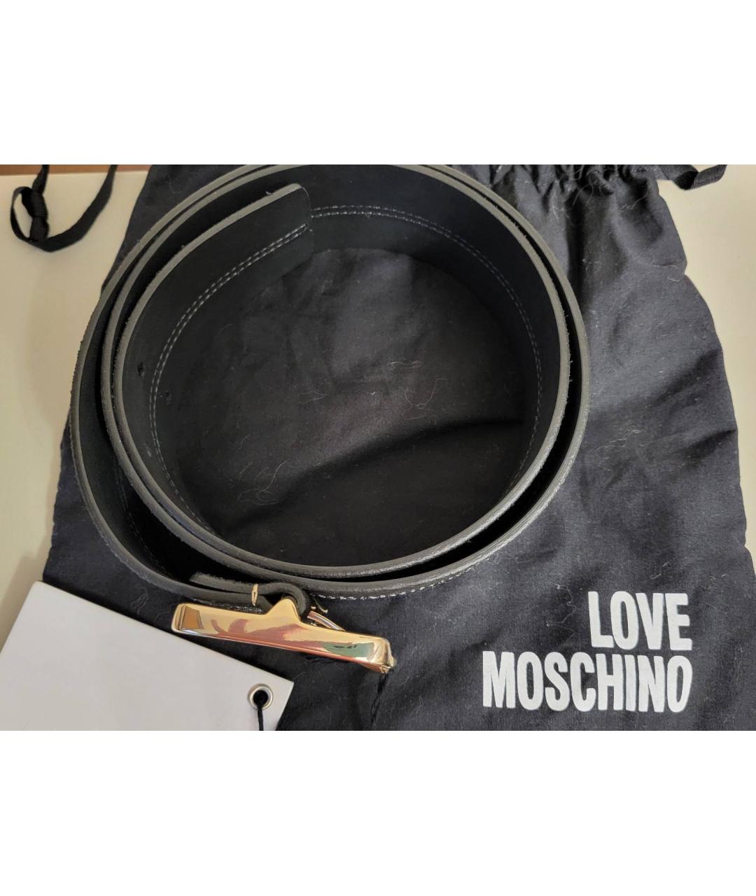 LOVE MOSCHINO Темно-синий кожаный ремень, фото 6